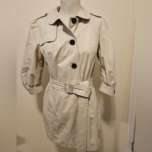 Banana Republic Short Puff Sleeved Spring Cropped Trench Coat - Size Large